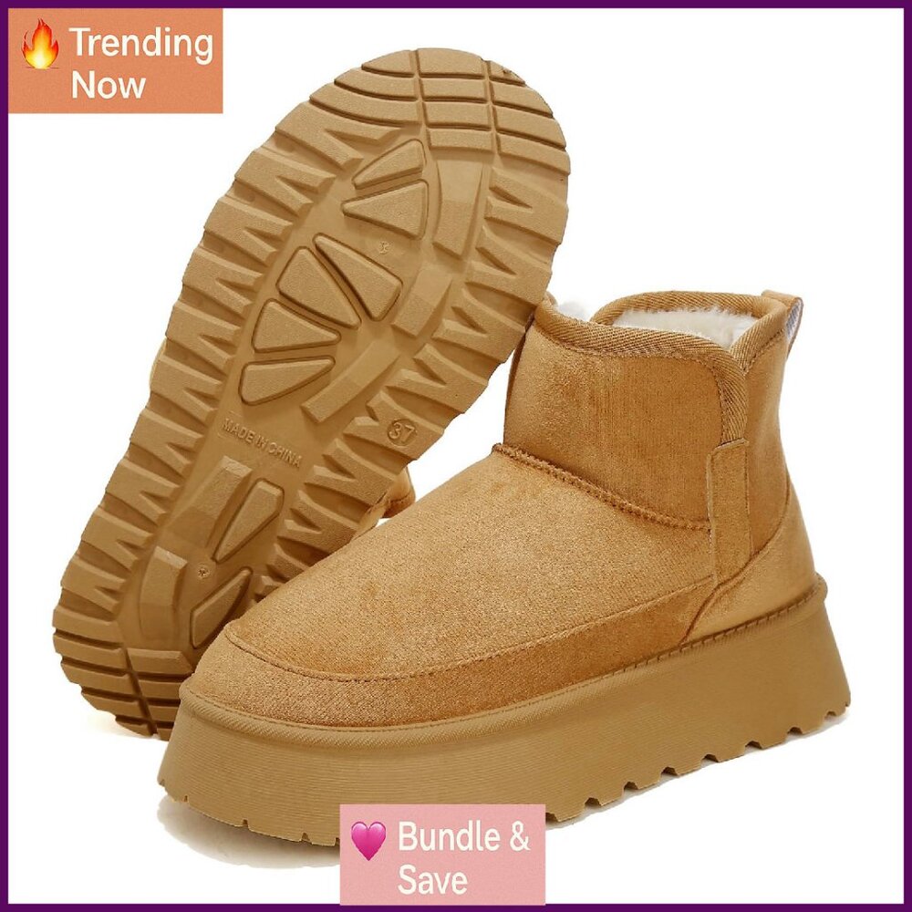 Platform Ankle Boots with Memory Foam, Waterproof… - image 1